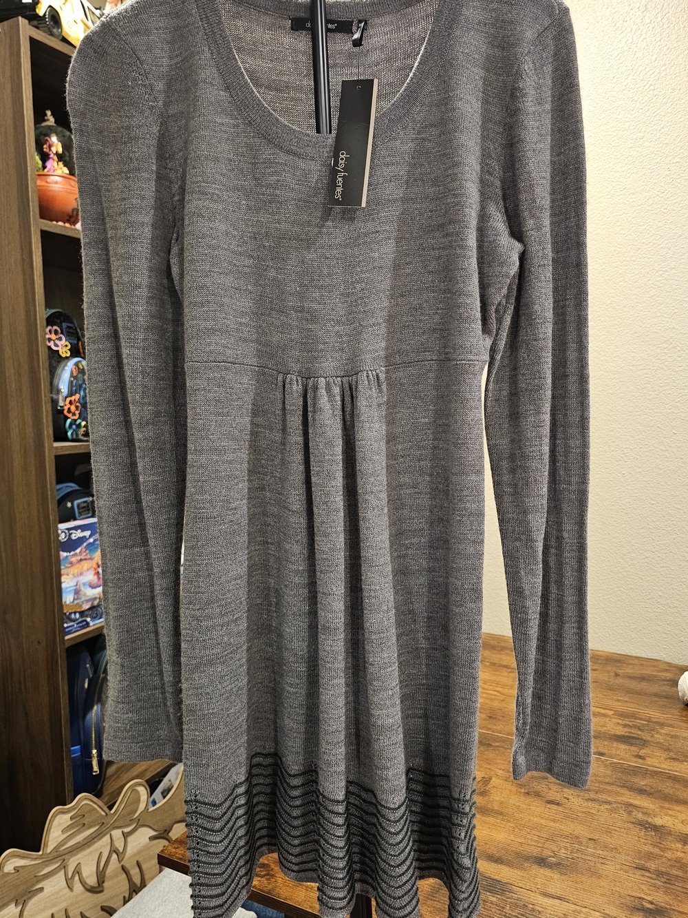 Daisy Fuentes Gray Knit Babydoll Sweater Dress